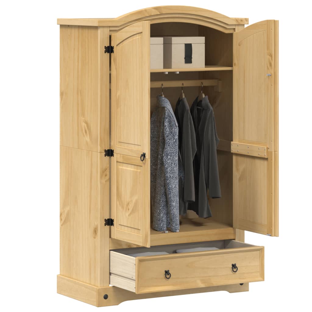 Wardrobe "Corona" 101X52X170 Cm Solid Wood Pine engineered wood metal 101 cm