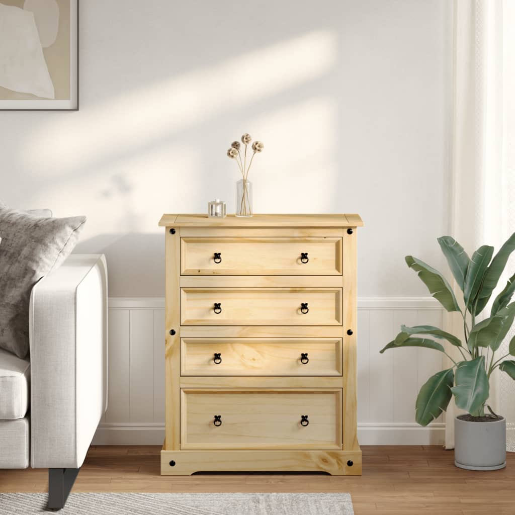 Chest Of Drawers Corona 92X48X114 Cm Solid Wood Pine