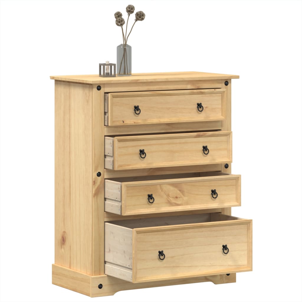 Chest Of Drawers Corona 92X48X114 Cm Solid Wood Pine
