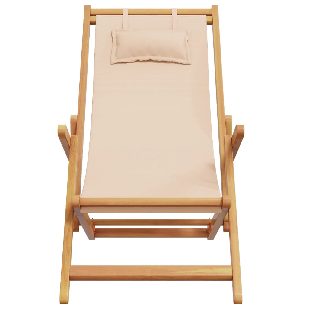 Folding Beach Chairs 2 Pcs Fabric And Solid Wood