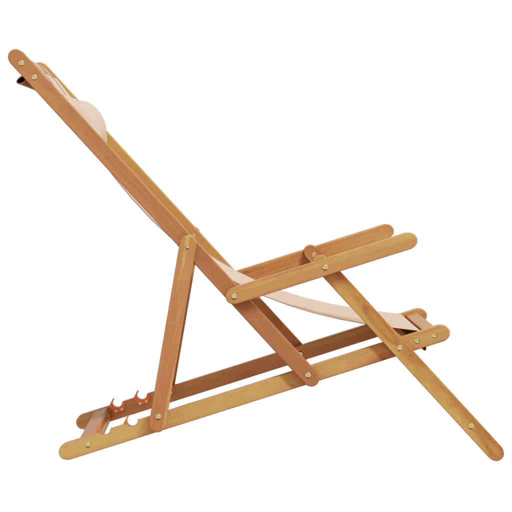 Folding Beach Chairs 2 Pcs Fabric And Solid Wood