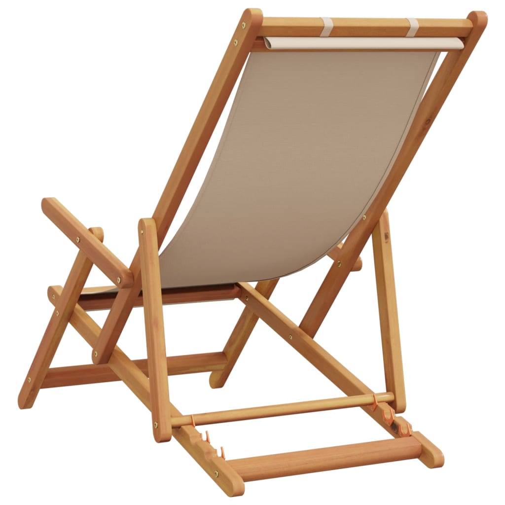 Folding Beach Chairs 2 Pcs Fabric And Solid Wood