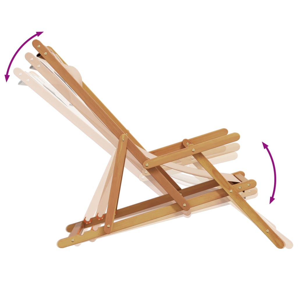 Folding Beach Chairs 2 Pcs Fabric And Solid Wood