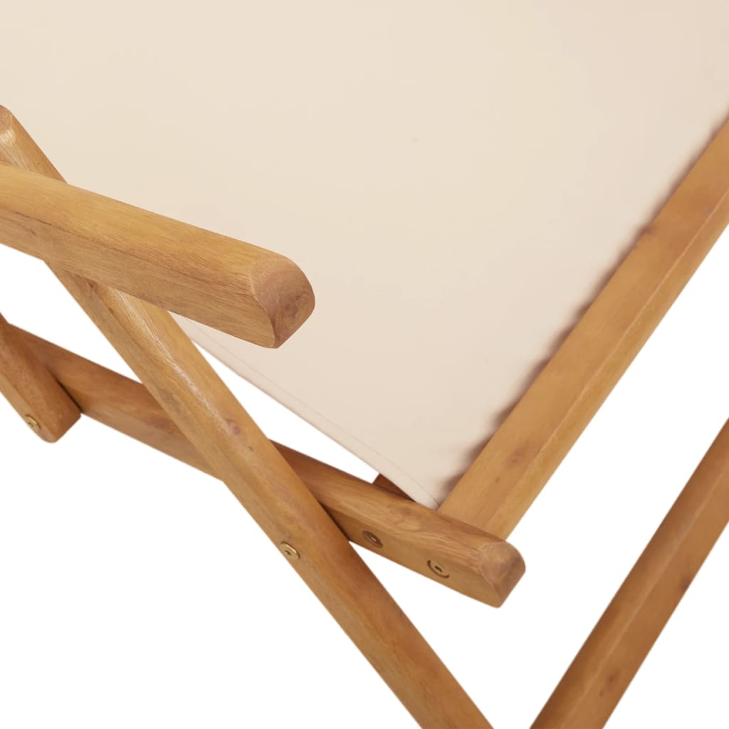 Folding Beach Chairs 2 Pcs Fabric And Solid Wood