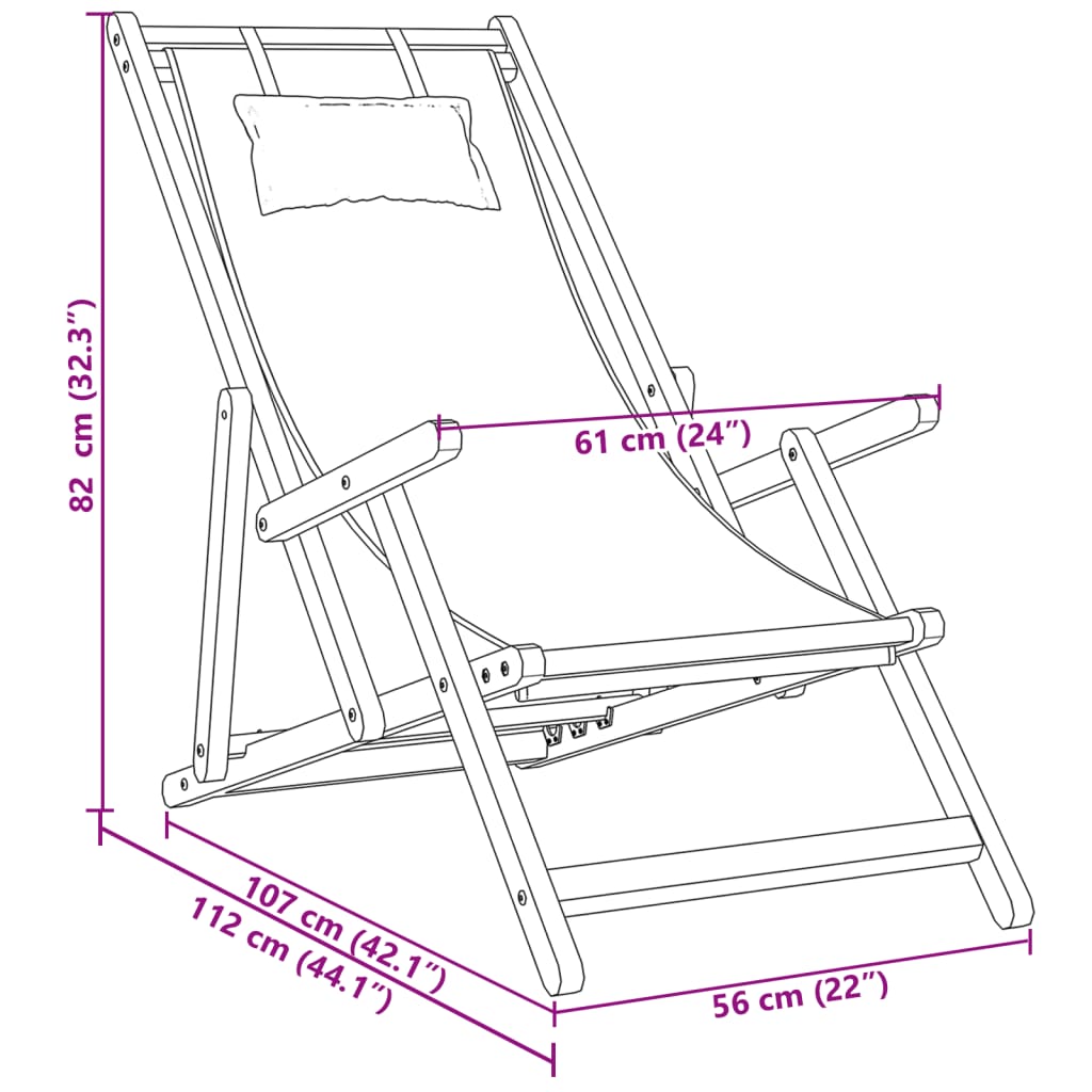 Folding Beach Chairs 2 Pcs Fabric And Solid Wood