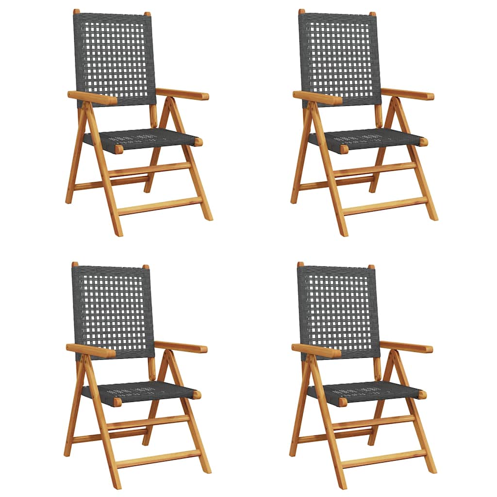 Outdoor Chair Garden Chairs 2 Pcs Solid Wood Acacia Poly Rattan Black Grey Beige