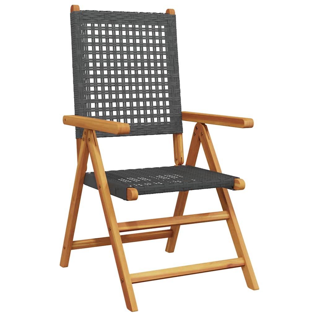 Outdoor Chair Garden Chairs 2 Pcs Solid Wood Acacia Poly Rattan Black Grey Beige