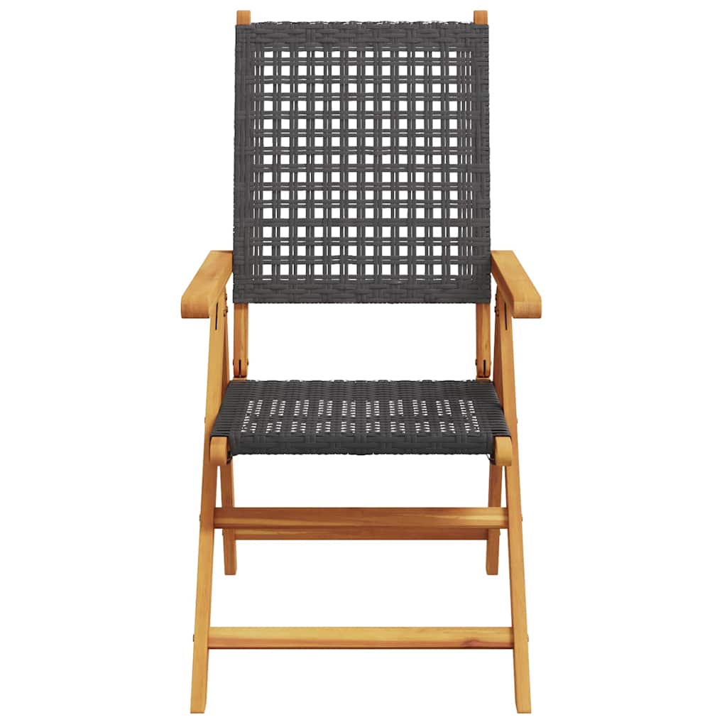 Outdoor Chair Garden Chairs 2 Pcs Solid Wood Acacia Poly Rattan Black Grey Beige