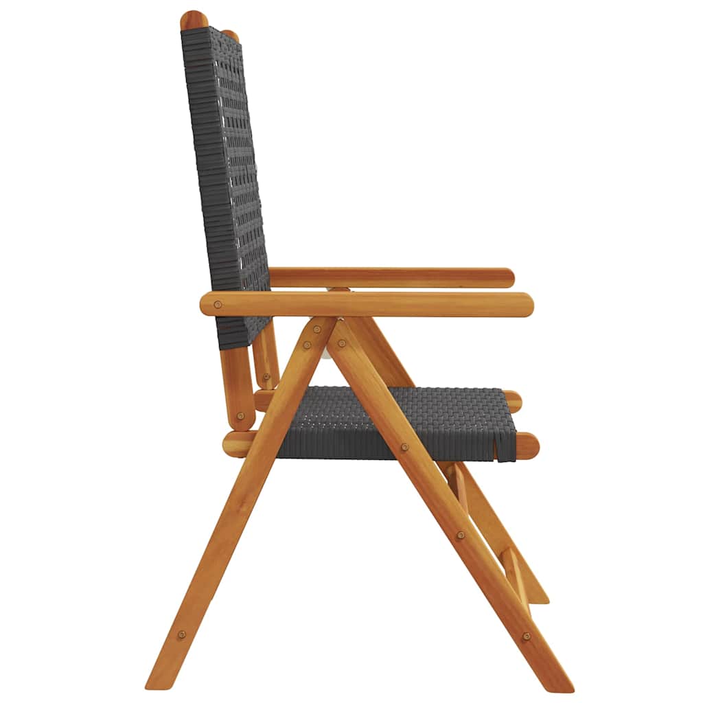 Outdoor Chair Garden Chairs 2 Pcs Solid Wood Acacia Poly Rattan Black Grey Beige