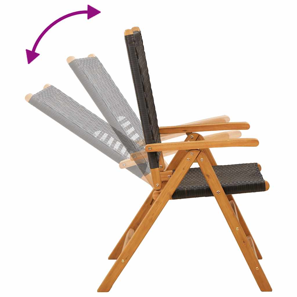 Outdoor Chair Garden Chairs 2 Pcs Solid Wood Acacia Poly Rattan Black Grey Beige
