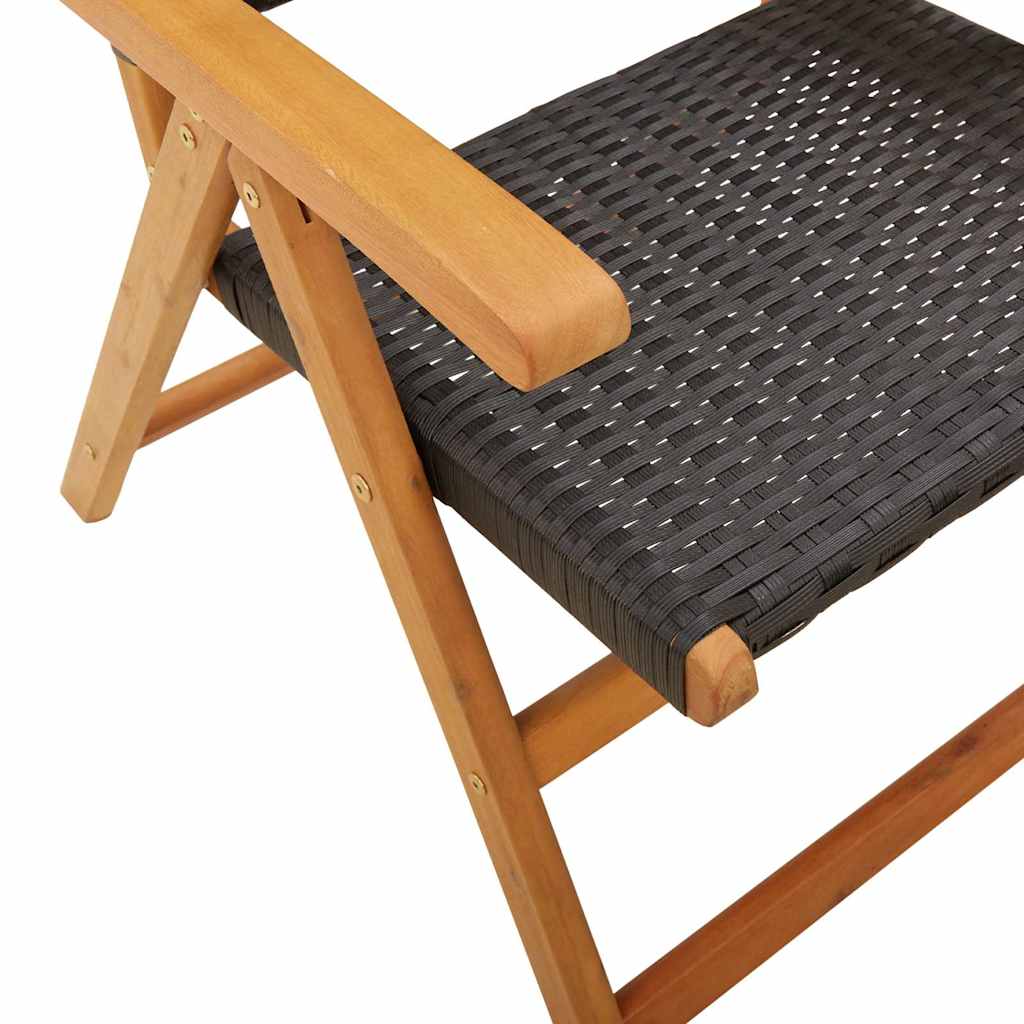 Outdoor Chair Garden Chairs 2 Pcs Solid Wood Acacia Poly Rattan Black Grey Beige
