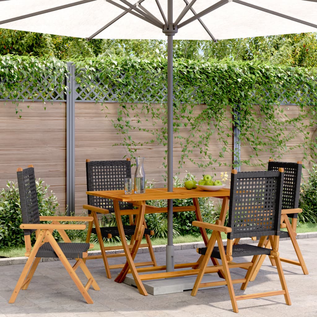 Garden Chairs 2 Pcs Solid Wood Acacia And Poly Rattan