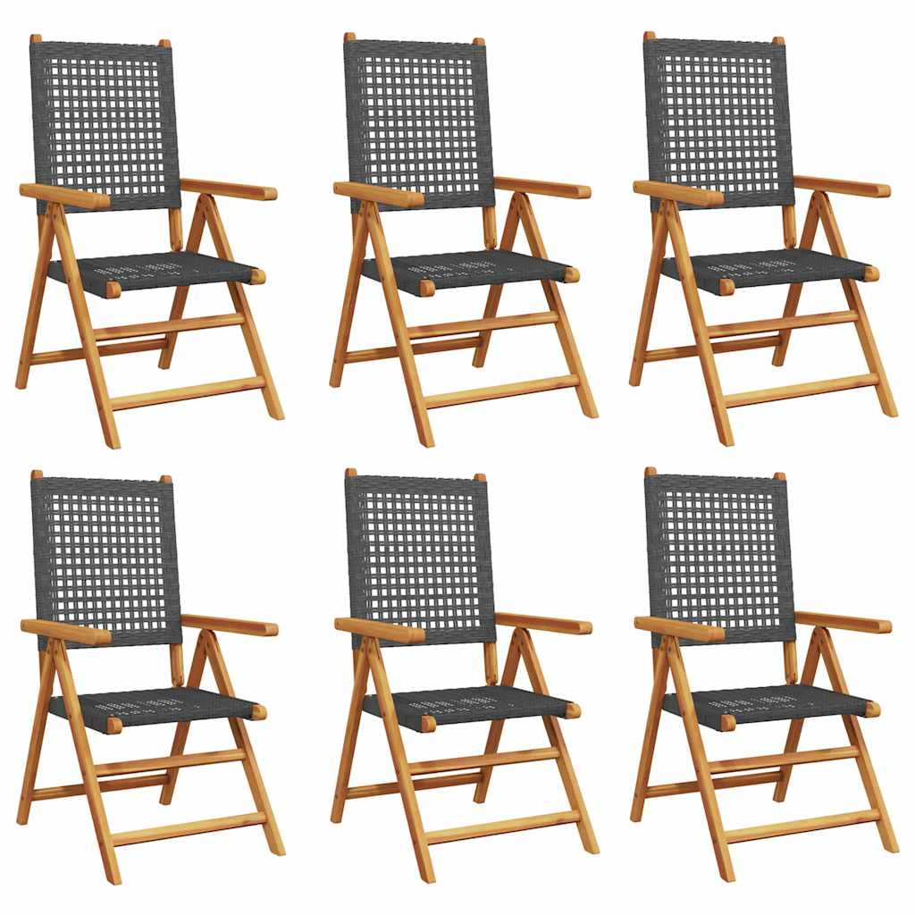 Outdoor Chair Garden Chairs 2 Pcs Solid Wood Acacia Poly Rattan Black Grey Beige