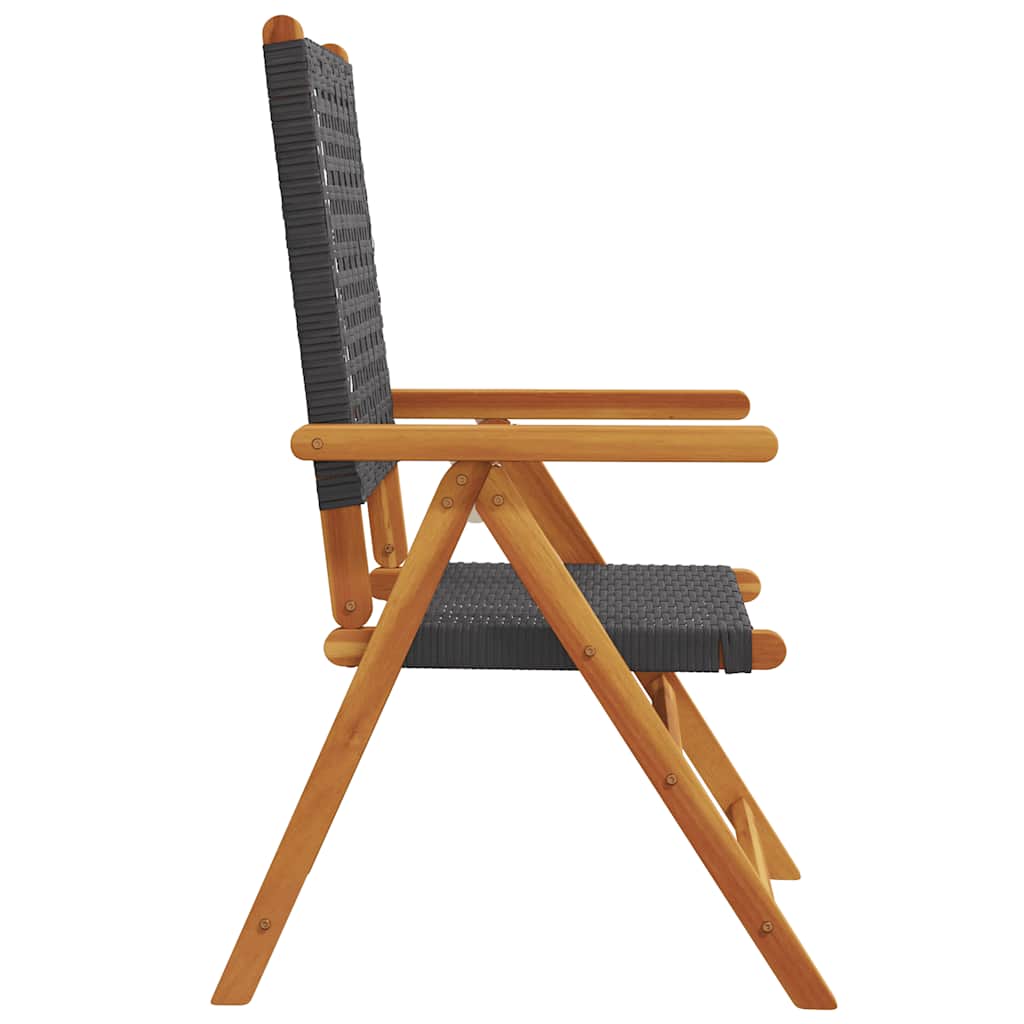 Outdoor Chair Garden Chairs 2 Pcs Solid Wood Acacia Poly Rattan Black Grey Beige