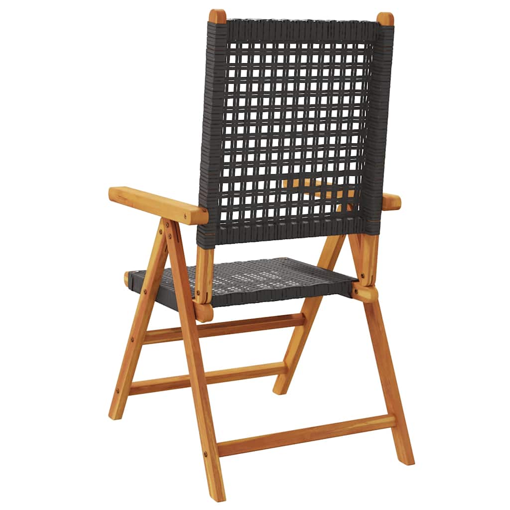 Outdoor Chair Garden Chairs 2 Pcs Solid Wood Acacia Poly Rattan Black Grey Beige