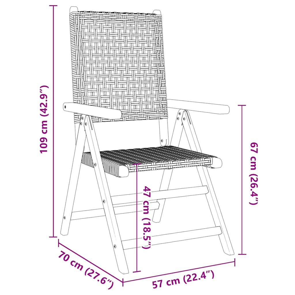 Outdoor Chair Garden Chairs 2 Pcs Solid Wood Acacia Poly Rattan Black Grey Beige