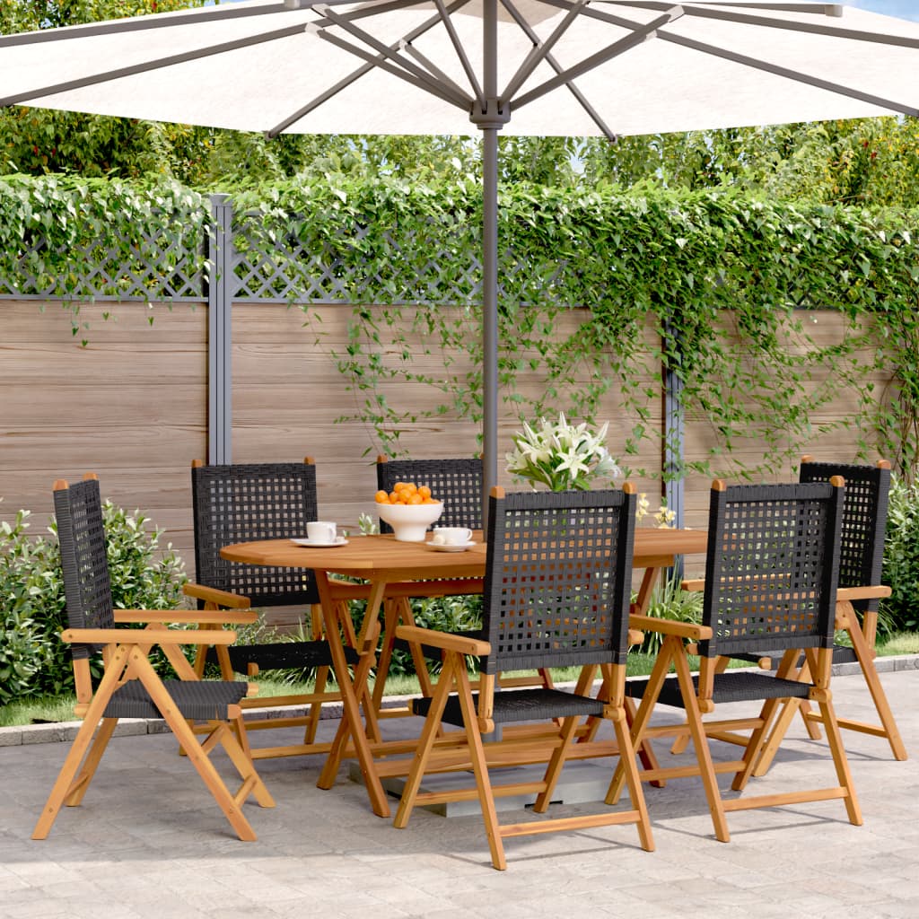 Garden Chairs 2 Pcs Solid Wood Acacia And Poly Rattan