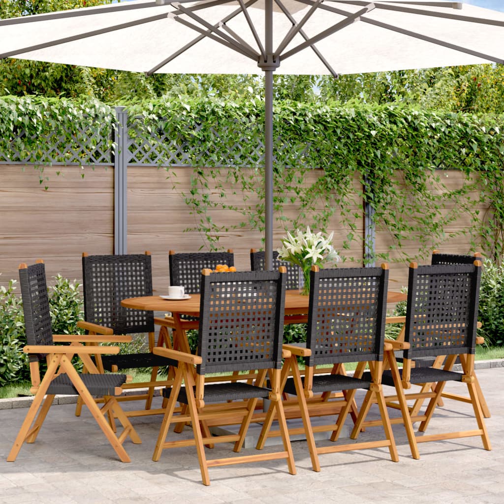Garden Chairs 2 Pcs Solid Wood Acacia And Poly Rattan
