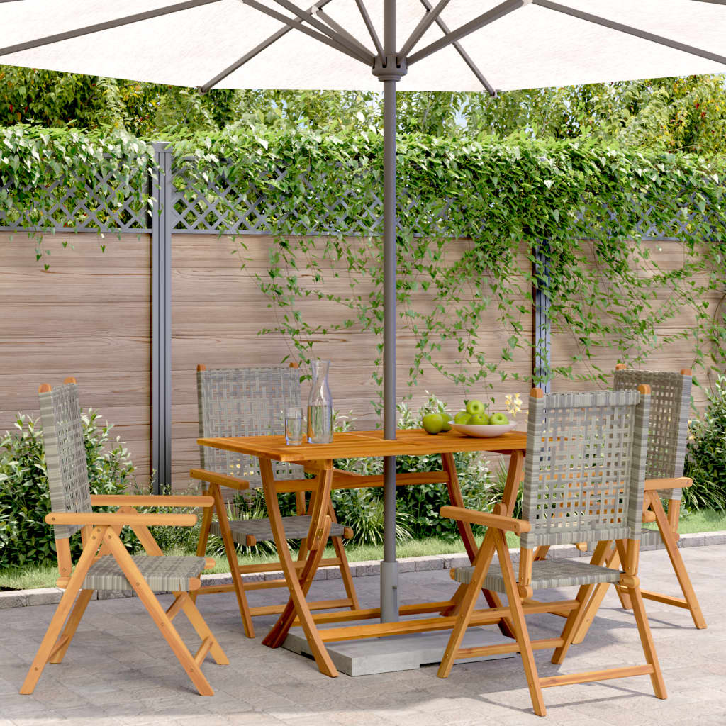 Garden Chairs 2 Pcs Solid Wood Acacia And Poly Rattan