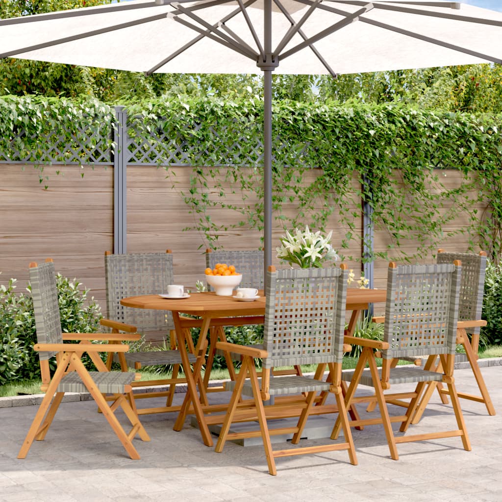 Garden Chairs 2 Pcs Solid Wood Acacia And Poly Rattan