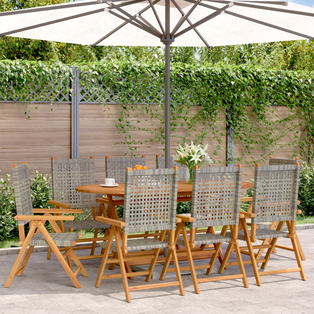 Garden Chairs 2 Pcs Solid Wood Acacia And Poly Rattan