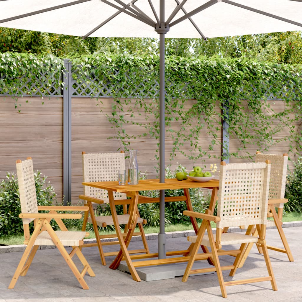 Garden Chairs 2 Pcs Solid Wood Acacia And Poly Rattan