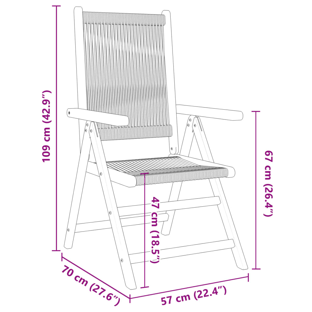 Reclining Garden Chairs 6 Pcs Solid Wood Acacia