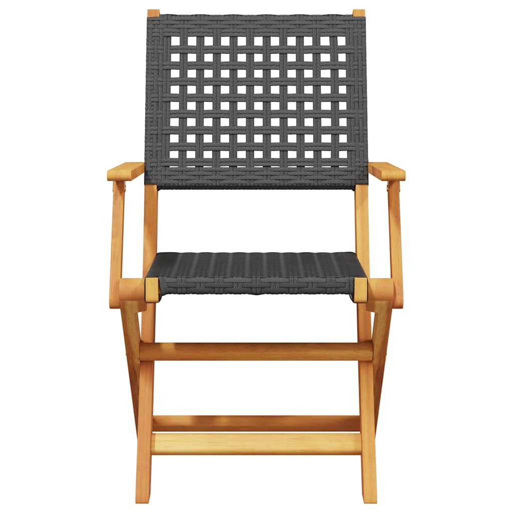 Folding Garden Chairs 8 Pcs Poly Rattan And Solid Wood