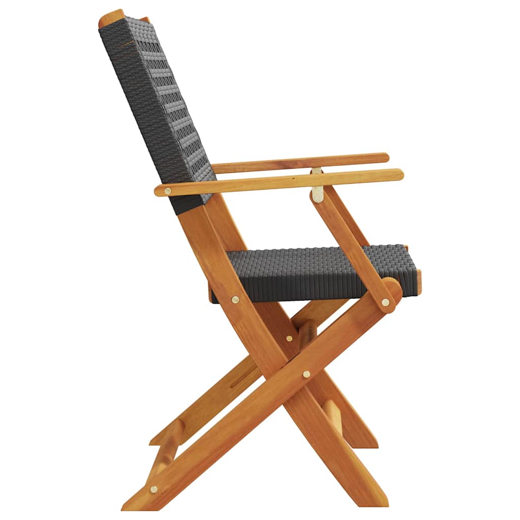 Folding Garden Chairs 8 Pcs Poly Rattan And Solid Wood