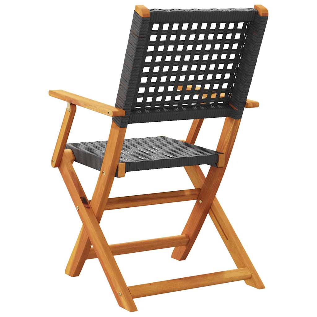 Folding Garden Chairs 8 Pcs Poly Rattan And Solid Wood