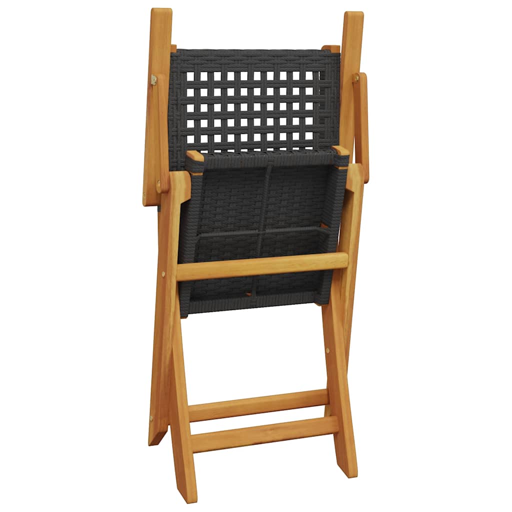Folding Garden Chairs 8 Pcs Poly Rattan And Solid Wood