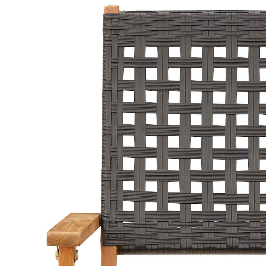 Folding Garden Chairs 8 Pcs Poly Rattan And Solid Wood