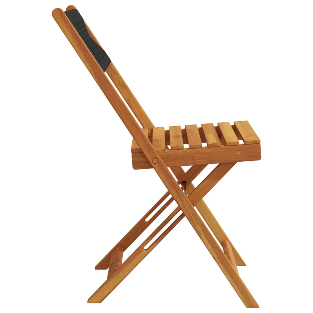 Outdoor Chair Bistro Chairs 2 Pcs Solid Wood Acacia Rope Beige Black Grey 41 Cm