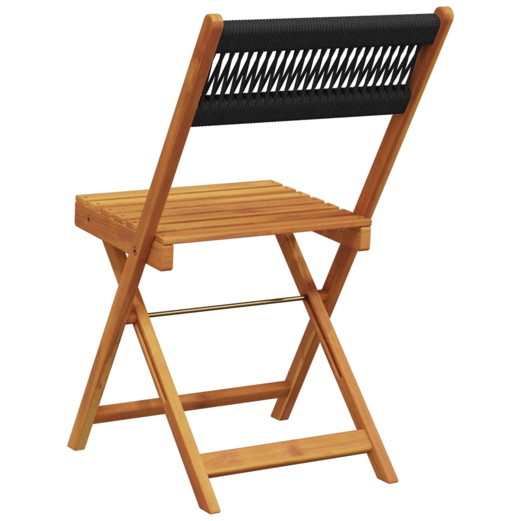 Outdoor Chair Bistro Chairs 2 Pcs Solid Wood Acacia Rope Beige Black Grey 41 Cm