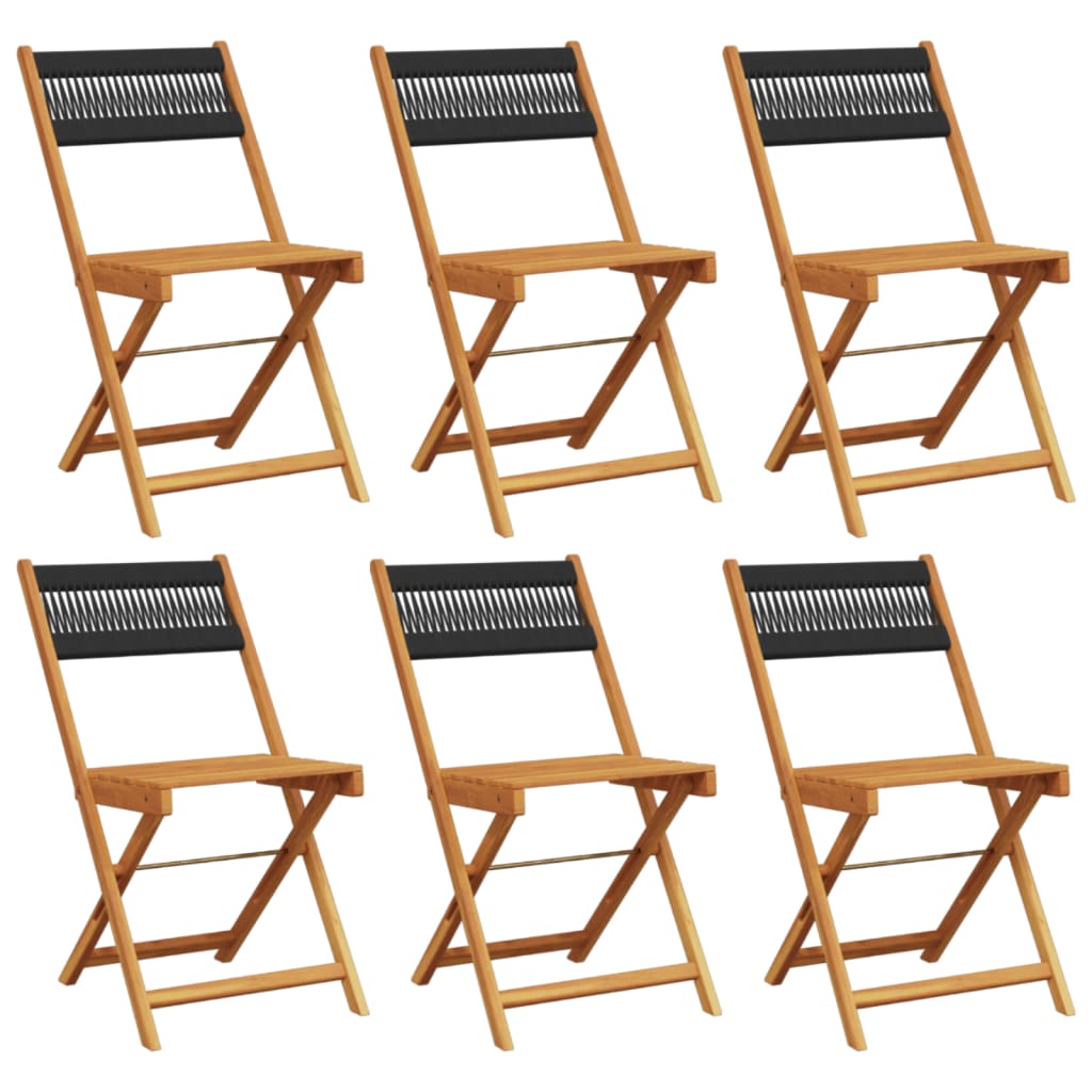 Outdoor Chair Bistro Chairs 2 Pcs Solid Wood Acacia Rope Beige Black Grey 41 Cm