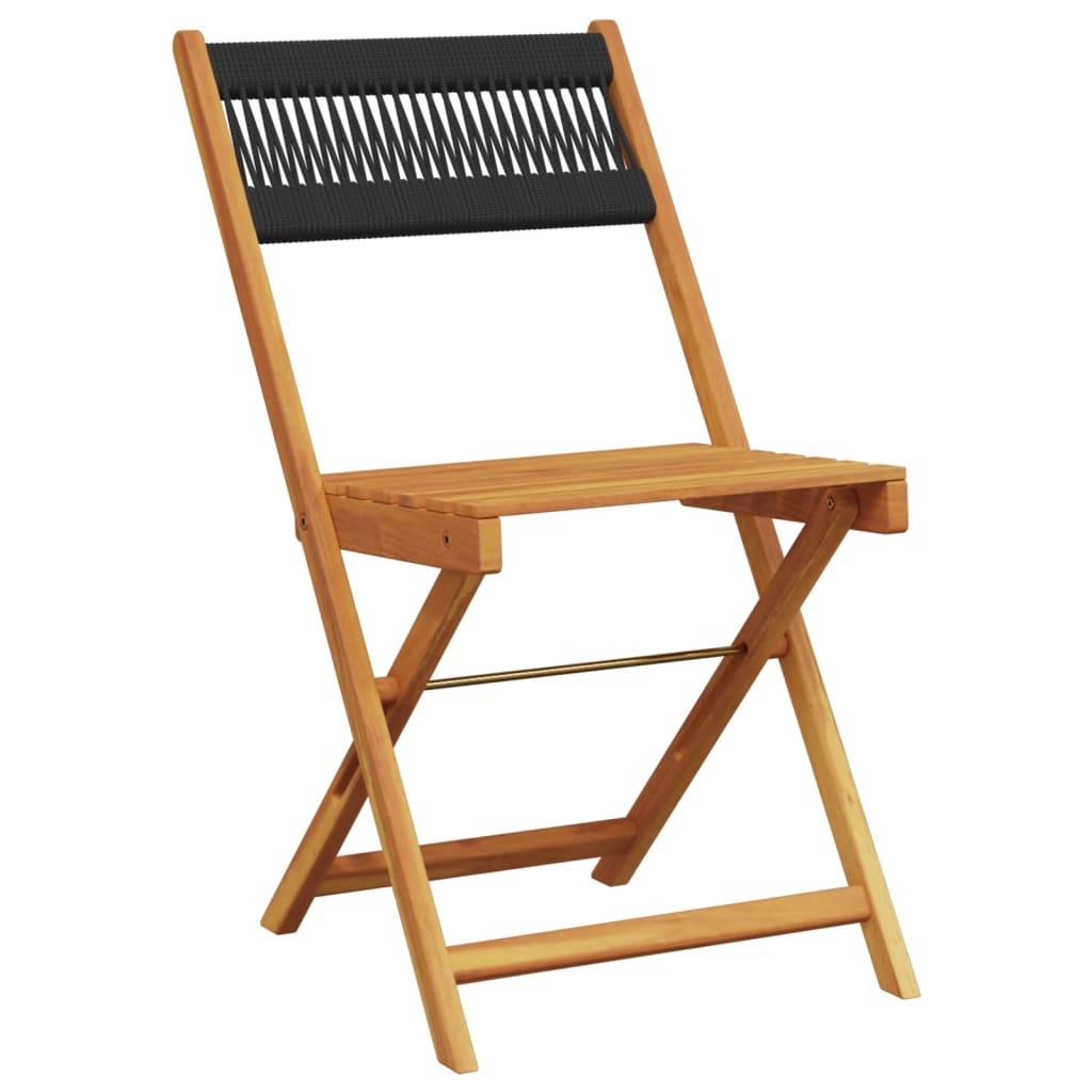 Outdoor Chair Bistro Chairs 2 Pcs Solid Wood Acacia Rope Beige Black Grey 41 Cm