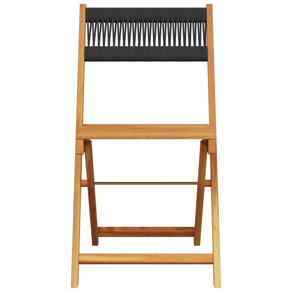 Outdoor Chair Bistro Chairs 2 Pcs Solid Wood Acacia Rope Beige Black Grey 41 Cm