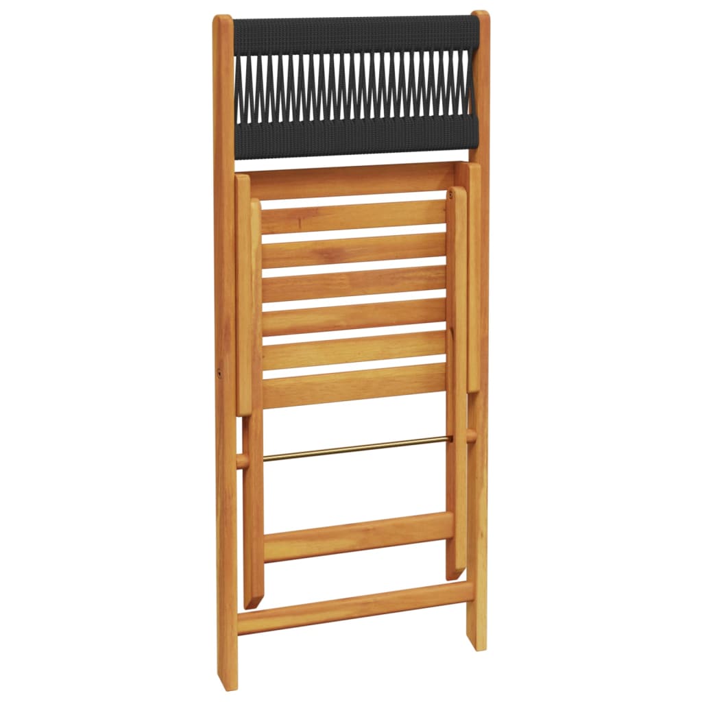 Outdoor Chair Bistro Chairs 2 Pcs Solid Wood Acacia Rope Beige Black Grey 41 Cm