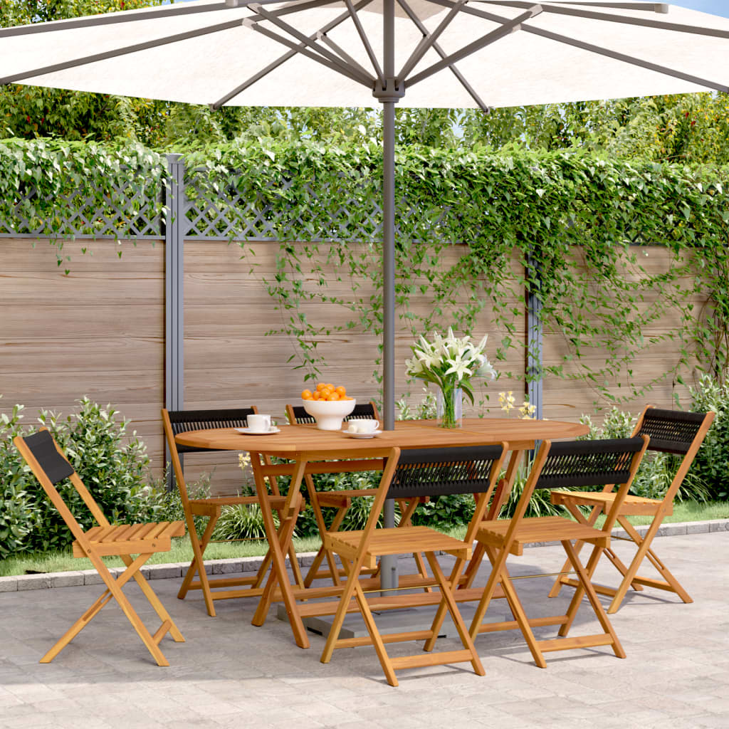 Outdoor Chair Bistro Chairs 2 Pcs Solid Wood Acacia Rope Beige Black Grey 41 Cm