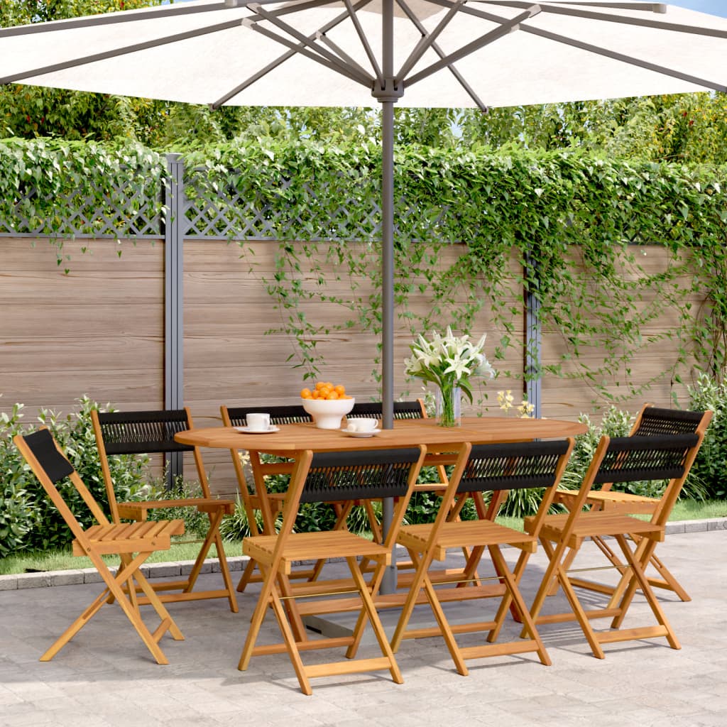 Outdoor Chair Bistro Chairs 2 Pcs Solid Wood Acacia Rope Beige Black Grey 41 Cm