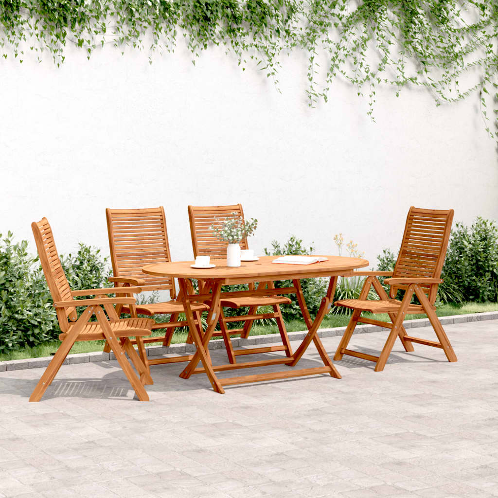Reclining Folding Garden Chairs 2 Pcs Solid Wood Acacia