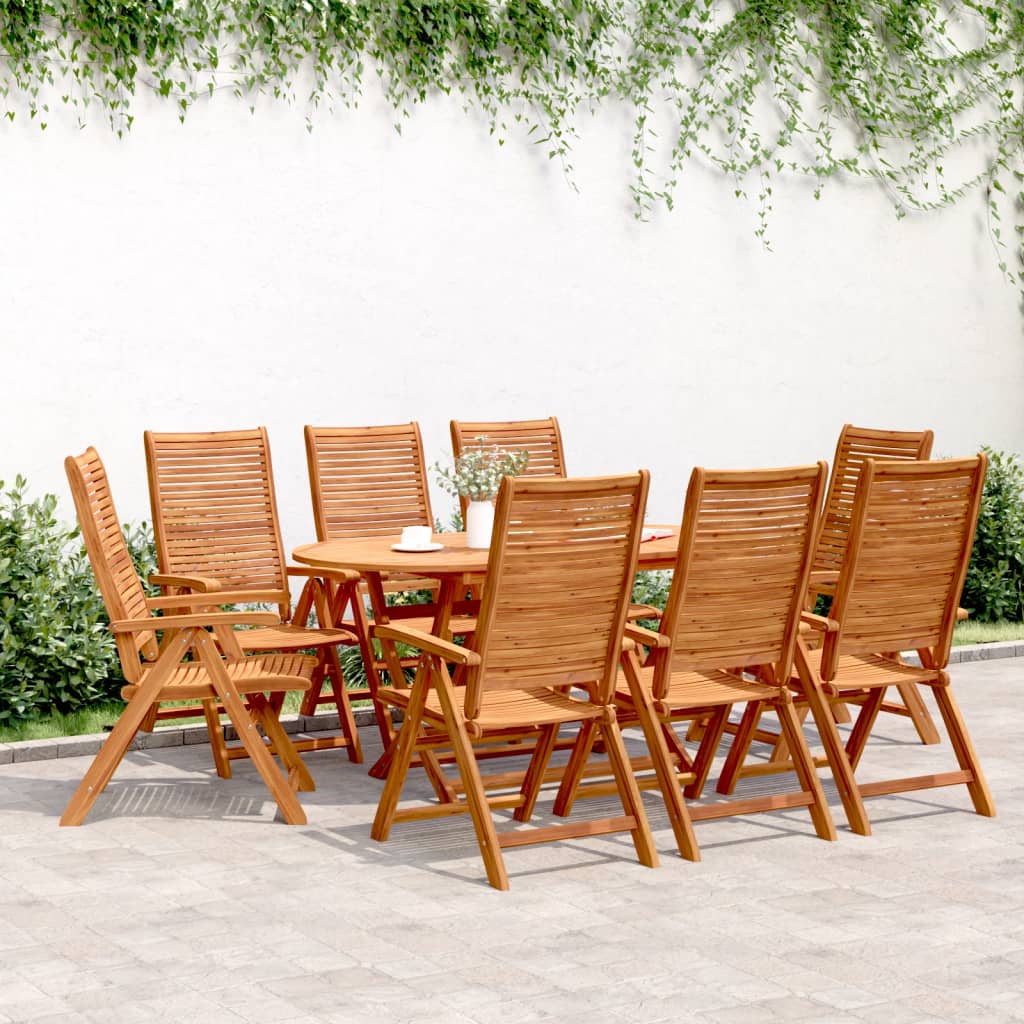 Reclining Folding Garden Chairs 2 Pcs Solid Wood Acacia