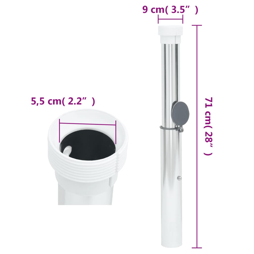 Outdoor Umbrella Bases In-Ground Parasol Base 40-50 Mm Pole Silver Aluminum Silv