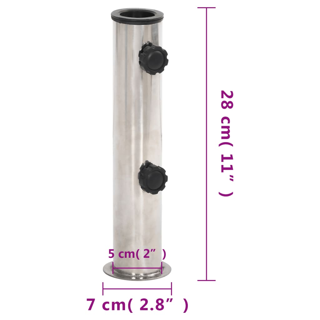 Parasol Base For Ø38/48 Mm Pole Silver Stainless Steel
