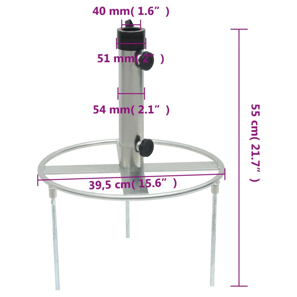 Parasol Base With Ground Spikes For Ø38/48 Mm Silver Steel