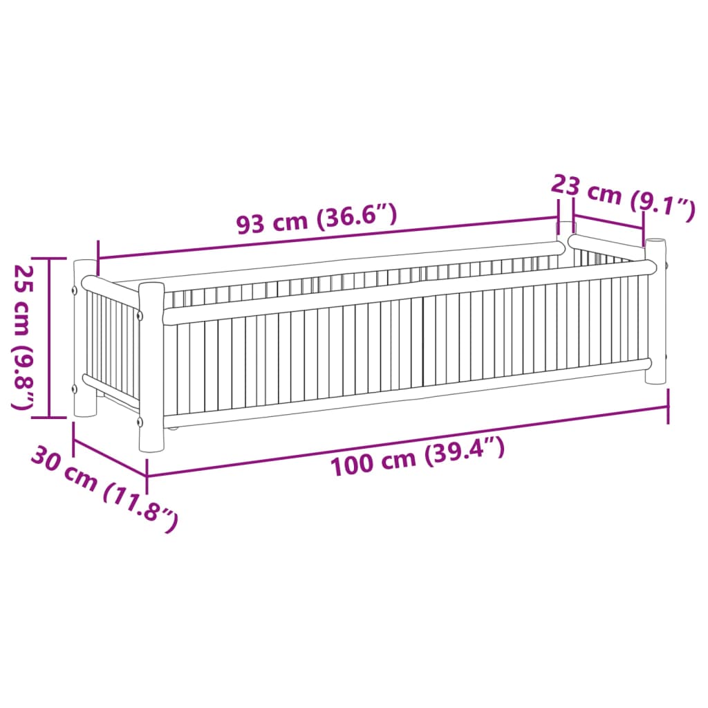 Planter 100X30X25 Cm Bamboo