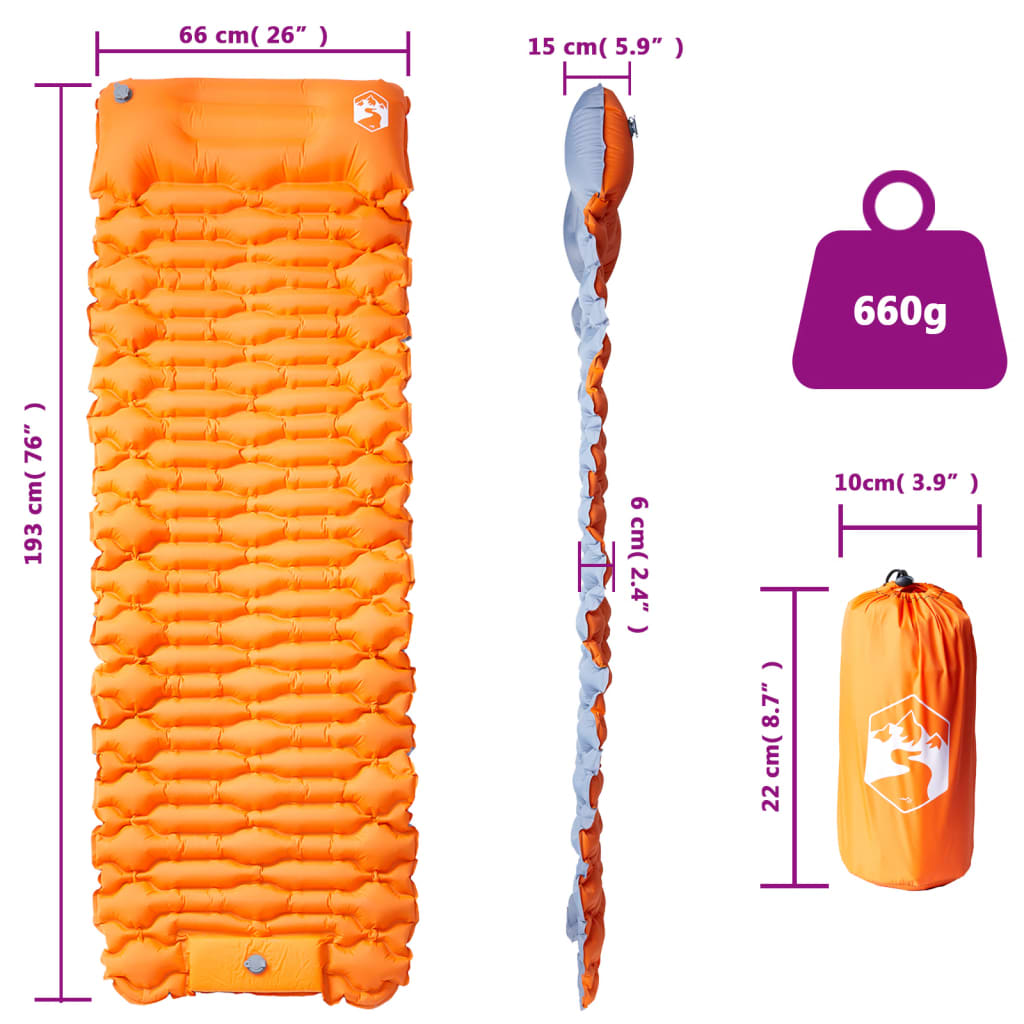 Self Inflating Camping Mattress With Pillow 1-Person