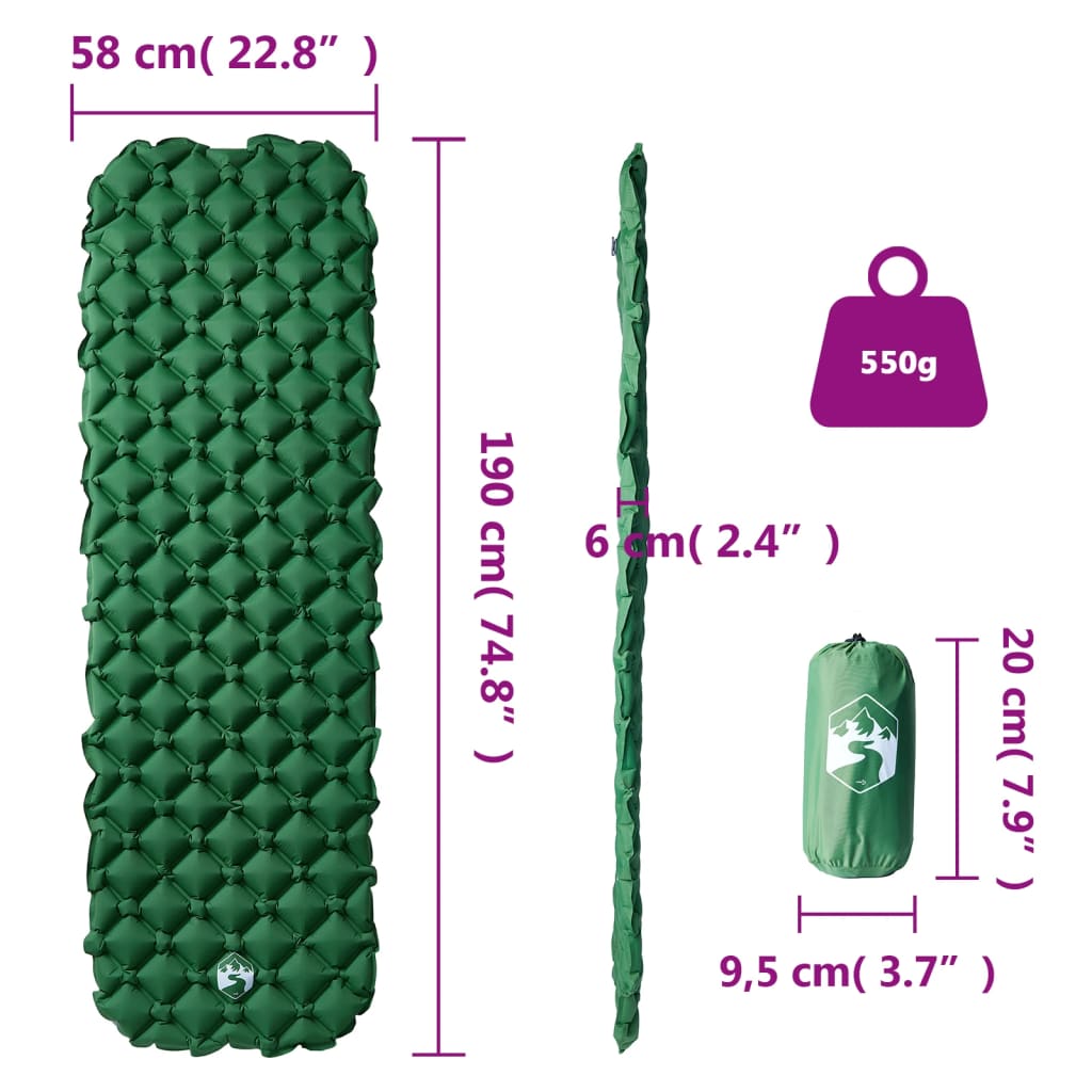 Inflating Camping Mattress 1-Person 190X58X6 Cm