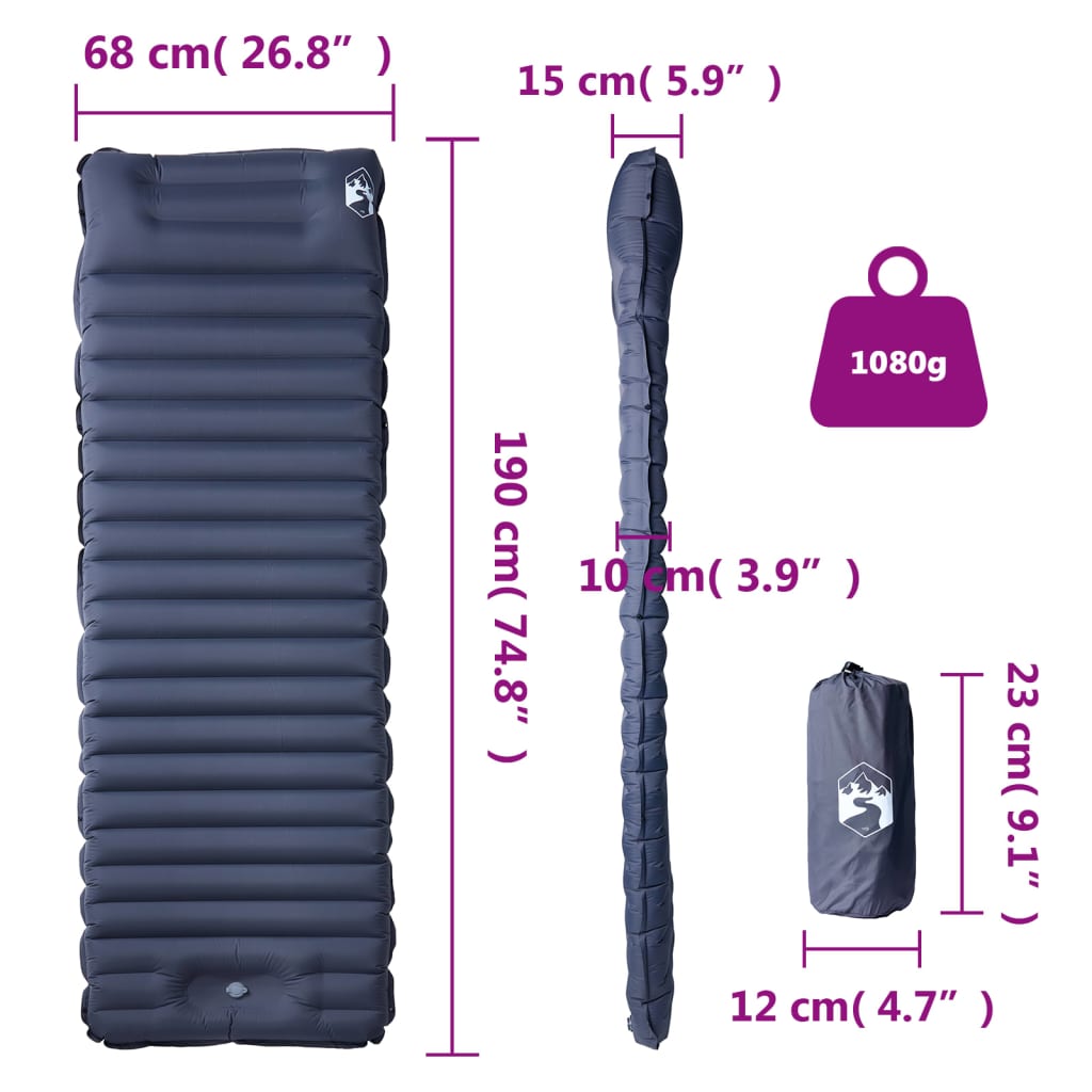 Sleeping Pads Self Inflating Camping Mattress Pillow 1-Person Navy Blue Green 19
