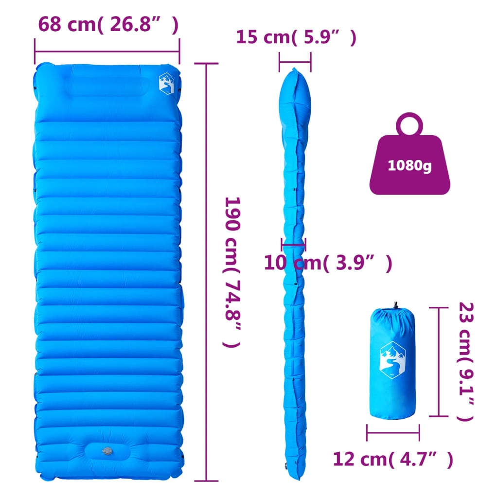 Sleeping Pads Self Inflating Camping Mattress Pillow 1-Person Navy Blue Green 19